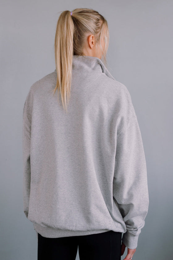 Lifted 1/4 zip sweater in grey
