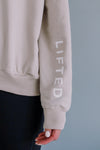 Lifted 1/4 zip sweater in sand