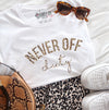 Never Off Duty t-shirt in leopard print by Mama Life London 