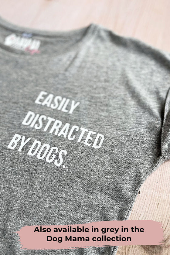 EASILY DISTRACTED BY DOGS navy t-shirt