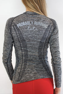  Probably Running Late  grey running top by Mama Life London