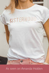 Sisterhood t-shirt with rose gold lettering